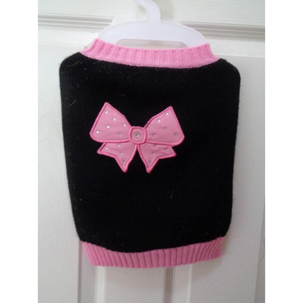 Top Paw Dog Pet Costume Black Pink Bow Sweater Large